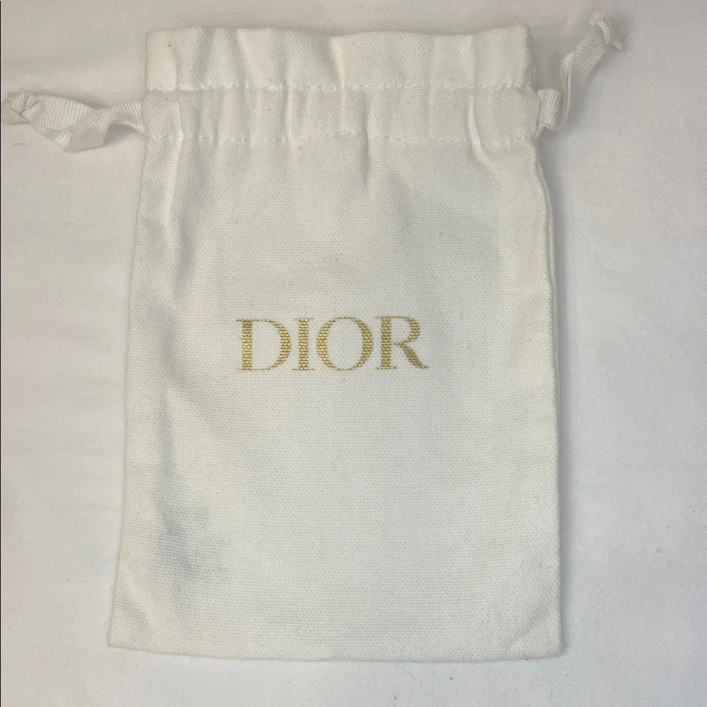 DIOR Beauty White Drawstring Pouch with Gold Logo GWP